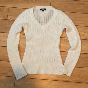 white semi see-through sweater
